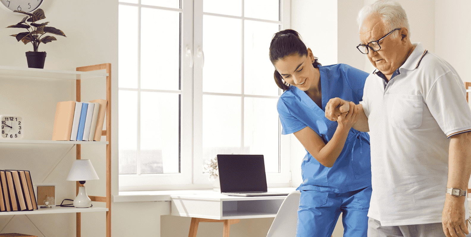 nurse helping patient walk