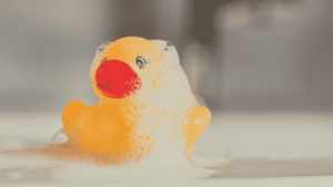 rubber duck with bubbles