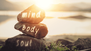 rocks that say mind, body, soul