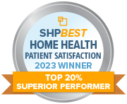 SHP Best Home Health Patient Satisfaction Winner 2023 - top 20% superior performance